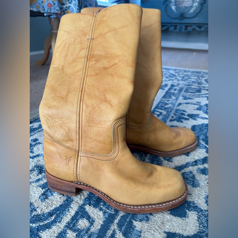 Frye Tall Leather Riding Boots in Mustard - Picture 2 of 7
